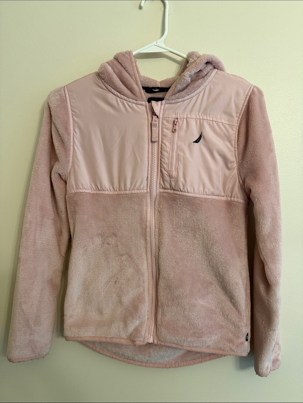 Nautica Kids Hooded Zip-Up Fleece Jacket - Dusty Pink